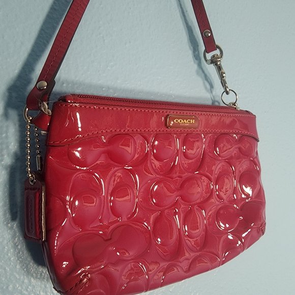 Coach Handbags - Coach Wine colored wristlet, EUC Patent leather